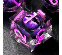 FONVGOGO Juego de dados D&D para Dungeons and Dragons Juego de dados DND Poliédricos Núcleo Líquido Tuercas de Resina Ojo de Dragón 7 Piezas DND Dice Set (Violeta)