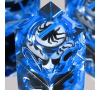 FONVGOGO Juego de dados DND de núcleo líquido con patrón de araña, 7 dados de borde afilado D y D con caja de cartón, dados únicos de resina fresca de Dungeons Dragons D20 D12 D10 D8 D6 D4 (azul)
