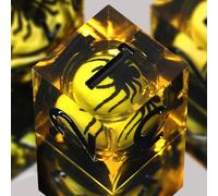 FONVGOGO Liquid Core - Juego de dados DND para Dungeons and Dragons - Juego de dados poliédricos de resina de borde afilado D y D con diseño único de araña y caja de cartón, para regalos de juegos de