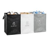 Fonyet Sistema de separación de residuos de 3 compartimentos para papel de plástico, cristal, organizador de reciclaje, bolsas de basura, sistema de separación de residuos para cocinas, trasteros o