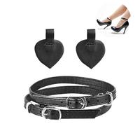 Fonyiunce 1 Pares de Correas Zapatos Tacones, Correas de Zapatos de Cuero Desmontables para Mujer con Taloneras para Zapatos Autoadhesivas, Ajustable Cordones de Zapatos Antideslizantes (Negro)