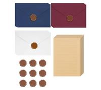 Fonyiunce 38 Piezas Papel Carta Vintage con Sobre con 9 Sobres Vintage,20 Papel Vin-tage con 9 Pegatinas de Sello de Cera para Cumpleaños, Bodas, Invitaciones y Tarjetas de Felicitación