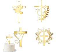 Fonyiunce 4 Piezas Decor-Ación para Tarta Com-Unión, Cuatro Estilos, Dorado
