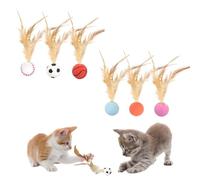 Fonyiunce 6 Piezas Pelotas Saltarinas con Plumas para Gatos, Juguetes con Cola Saltarina para Gatos Domésticos, Pelotas Interactivas para Gatos, Juguetes y Regalos para Perros