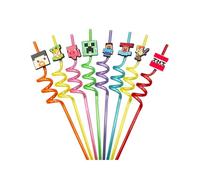 Fonyiunce Pajitas Rizadas para Niños, 8 Pzs Animal Pajas Multicolor, Pajitas Reutilizables, Pajitas para Niños para Decoraciones de Fiestas, Halloween, Navidad, Año Nuevo, Fiestas de Cumpleaños, Bodas