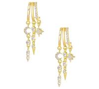 Fonyiunce Pendientes Mujer Chapado en Oro 14K Aros de Cadena con Luna estrella de circón y Flecos Hipoalergénicos Minimalistas Huggie Colgantes Aretes Trendy Joya Regalos para Mujeres