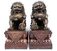 Foo Dogs - Estatuas de león guardián - Figura de perros Fengshui Fu, regalo de inauguración de la casa para ahuyentar la energía malvada, dioses chinos de puerta para negocios y protección del hogar