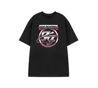 Foo Fighters Camiseta para Hombre Luchadores | Camiseta gráfica de Manga Corta con Logo Chrome Band en Negro | Mercancía Oficial de Ropa para fanáticos de la música Rock | Regalo de Recuerdo