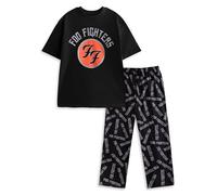 Foo Fighters Conjunto de Pijama Negro de Manga Corta y Pierna Larga para Hombre de Cuello Redondo con el Logo de la Banda | Ropa de Estar por casa para Relajarse y Descansar | Merchandising