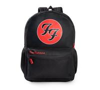Foo Fighters Mochila unisex con logo negro de los Fighters | Mochila escolar con cremallera y detalles rojos para llevar libros | Artículos musicales | Ideal para la vuelta al cole | Artículos
