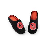 Foo Fighters Pantuflas estilo mule para hombre con logo negro | Calzado para estar en casa | Diseño cómodo y sin cordones | Pantuflas con temática musical y las iniciales de FF Merchandising