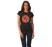 Foo Fighters T Shirt FF Band Logo Official Womens Skinny Fit Black Camiseta, XXL para Mujer