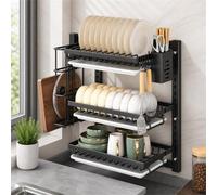Fooceoute Escurreplatos Pared,Escurridor De Platos con Bandeja,Estanteria Pared Escurreplatos,PrevencióN De La DeformacióN,Puede Contener Cubiertos,Platos PequeñOs Y Tazas
