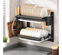 Fooceoute Escurreplatos Pared,Escurridor De Platos con Bandeja,Estanteria Pared Escurreplatos,PrevencióN De La DeformacióN,Puede Contener Cubiertos,Platos PequeñOs Y Tazas