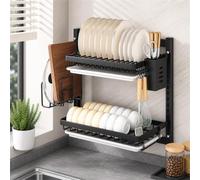 Fooceoute Escurreplatos Pared,Escurridor De Platos con Bandeja,Estanteria Pared Escurreplatos,PrevencióN De La DeformacióN,Puede Contener Cubiertos,Platos PequeñOs Y Tazas