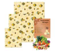 Food Beeswax Wraps, 3PCS Reusable Sustainable Bees Wax Wraps, Adorable Eco-Friendly Sandwich Bread Wrappers for Fruits, Vegetables, Cheese and Leftovers, 12.99x13.78 inches
