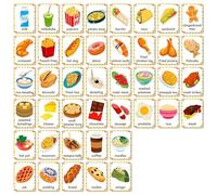 Food Cognitive Cards, Interactive Educational Flash Cards, Kids Early Learning Game, Excellent 48 Food Pictures, Homeschool Supplies, PP Material, 1 Set