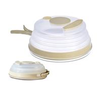 Food Cover - PP And PC, Standard Size Dish Cover Foldable Splatter Guard | Reusable Microwave Lid With Tray, Splash-Proof Kitchen Gadget For Home, Office, Seniors, Cooking, Meal Prep