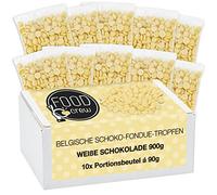 FOOD crew Chocolate Blanco Pepitas de Chocolate para Hornear - 900g Chocolate Belga Fundir - Chocolate Fondant para Postres - para Fuentes o Fondue de Chocolate