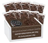 FOOD crew Chocolate Negro Pepitas para Hornear - 900g Chocolate Belga Fundir - Fondant para Postres - para Fuentes o Fondue