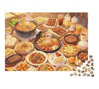 Food Feast Adultos Puzzles 1000Pc Material Reciclable Sumptuous Dinner Puzzles Tiempo de Juego Familiar Accesorios Perfect for Family and Friends Birthdays 70x50cm/1000pcs