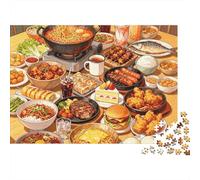 Food Feast Jigsaw Puzzle 1000 Piezass Recycled Sumptuous Dinner Puzzles para Niños Parent Child Game Props Developing Children‘s Intelligence Educational 52x38cm/1000pcs