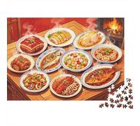Food Feast Puzzle 1000 Piezas Material Reciclado Chinese Cuisine Puzzles for Boy & Girl Ages 6 Years Up Juego Educativo Desafío Parent Child Toy 70x50cm/1000pcs