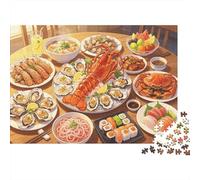 Food Feast Puzzle for Adultos 1000 Piezas Reciclable Gourmet Dinner Puzzles Interesting Juego Familiar Accesorios Divertido Regalo for Holiday Blessings Regalo 70x50cm/1000piezas