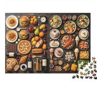 Food Feast Puzzle for Adultos 1000Pc Reciclable Paper Delicacy Puzzle Parent Child Game Props Developing Niños y Niñas‘s Intelligence Toy 70x50cm/1000pcs