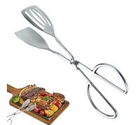 Food Grabber - Herramienta para ensaladas y tijera de acero inoxidable que sirve estructura de acero pulido duradera, fácil de usar, superficie limpia con lazo colgante para buffet al aire libre