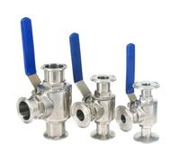 Food Grade Tri Clamp 1.5" 2" 2.5" Ferrule O/D 50.5/64/77.5mm L/T Port 304 Stainless Steel 3 Way Ball Valve Homebrew Diary(19x50.5mm 1.5 in. TC,L- Port)