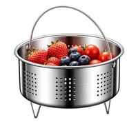 Food-Grade Veggie Steamer Basket - Stainless Steel Strainer Insert | Cesta de vapor multiusos con asa para olla a presión, bollos, albóndigas, huevos, mariscos, verduras y frutas