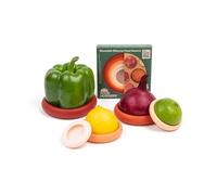 Food Huggers 5 protectores de alimentos de silicona reutilizables, sin BPA y aptos para lavavajillas, almacenamiento de frutas y verduras para cebolla, tomate, limón, plátano, latas y más, redondo,