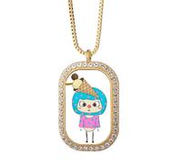 Food Icecream Ice Sweet Summer Cool UU - Collar con colgante de diamantes de cristal dorado