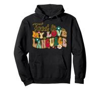 Food Is My Love Language Groovy Dicho Retro Hombres Mujeres Niños Sudadera con Capucha