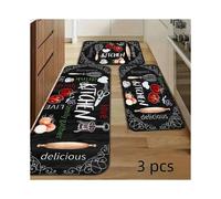Food Letter Kitchen Utensils Pattern Kitchen Mat, 3pcs/set Kitchen Floor Mat, Non-slip Kitchen Rug, Kitchen Decor Mat, Home Decor, Kitchen A