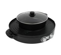 Food Party Hot Pot, 2 en 1 Hotpot eléctrico y parrilla de mesa con revestimiento antiadherente, 220 V 2200 W, estándar de la UE, dispositivo de cocina, redondo y moderno, para barbacoa, fondue de