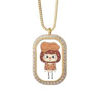 Food Peanut Hard Snack Brown Delicious UU Collar con colgante de diamante de cristal dorado