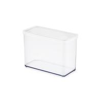 Rotho Loft caja de almacenamiento rectangular de 2,1 l con tapa y sello, Plástico (SAN) libre de BPA, transparente/blanco, 2.1l (20.0 x 10.0 x 14.2 cm)