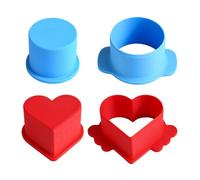 Food Safe Round And Heart Shape Cake Cutter Molds And Pushers Stamper Set For Baking Cookie Dough Dessert Pastries Craft Cookie Dough Cake Stamper Tool