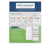 Food Safety FIFO Checklist Poster First In First Out Storage Guide Educational Wall Art for Kitchen and Home Decor(Framed,08x12inch(20x30cm))