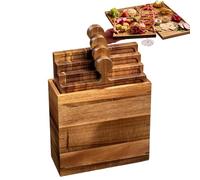 Food Serving Tray - Display Puzzle Serveware with Handles | Large Wooden Serving Platter for Meat, Fruit, Cheese, Snacks, Cake, Home, Kitchen, Living Room, Housewarming, Party