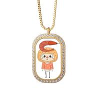 Food Shrimp Sea River Healthy Delicious UU Collar con colgante de cristal dorado con diamantes