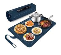 Food Warming Mat, Electric Warming Tray with 3 Temperature Settings & Child Safety Lock, Premium Silicone Material, for Buffet, Party, Everyday Use(Blue)
