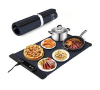 Food Warming Mat, Electric Warming Tray with 3 Temperature Settings & Child Safety Lock, Premium Silicone Material, for Buffet, Party, Everyday Use(Black)