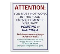 Food Worker Illness Guidelines Poster When To Stay Home Sick Employee Notice For Food Service Business Compliance(Unframed,16x24inch(40x60cm))