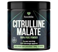 Foodelis Citrulina Malato 2:1 en Polvo 500 g | L-Citrulina DL-Malato | 5 g por Dosis | 100 Dosis | Sin Sabor | Complemento Alimenticio