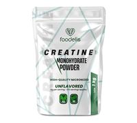Foodelis Creatina Monohidratada 500 g en Polvo Sin Sabor | 166 dosis, 100% creatina monohidrato, sin aditivos, 200 mesh, dosificador incluido