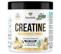 Foodelis Creatina Monohidratada en Polvo 500 g - Sabor Piña colada - 100% Creatina Micronizada - Alta Pureza - Sin Aditivos - Vegana - Alta Solubilidad - Incluye Dosificador