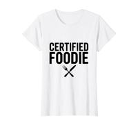 Foodie Certificado ama Comer Delicioso Foodie Camiseta gráfica económica, Mujer, Blanco, M